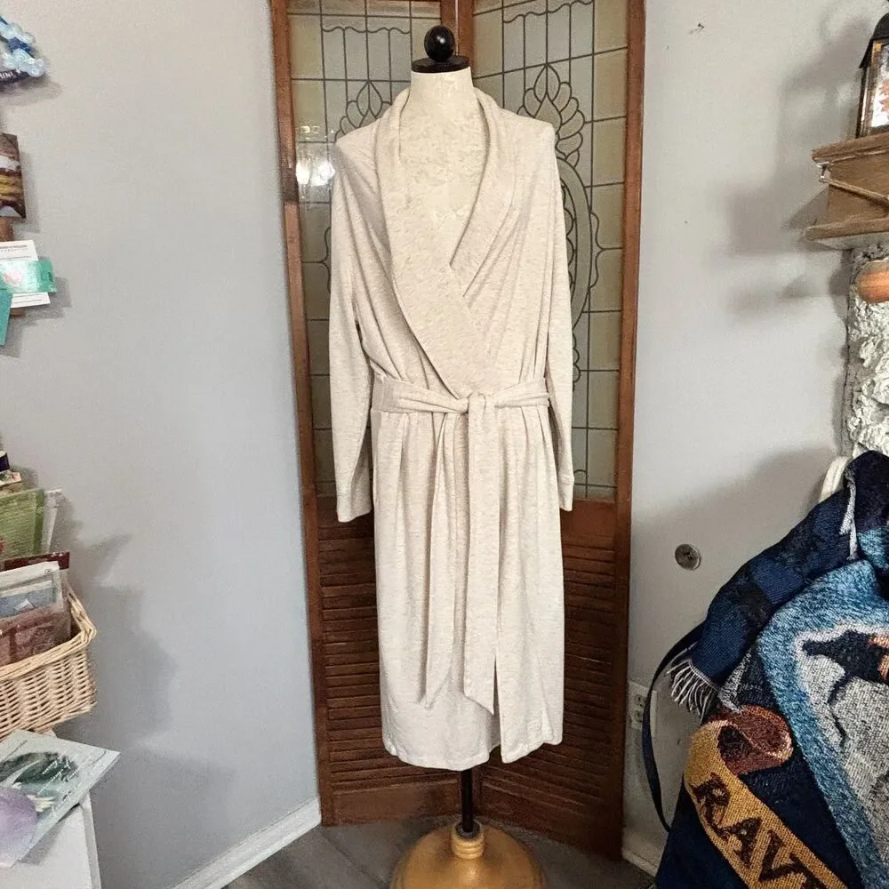 Soft Surroundings Belted Cozy Soft Midi Length Bath Robe Cream Color Size XL - Picture 2 of 15